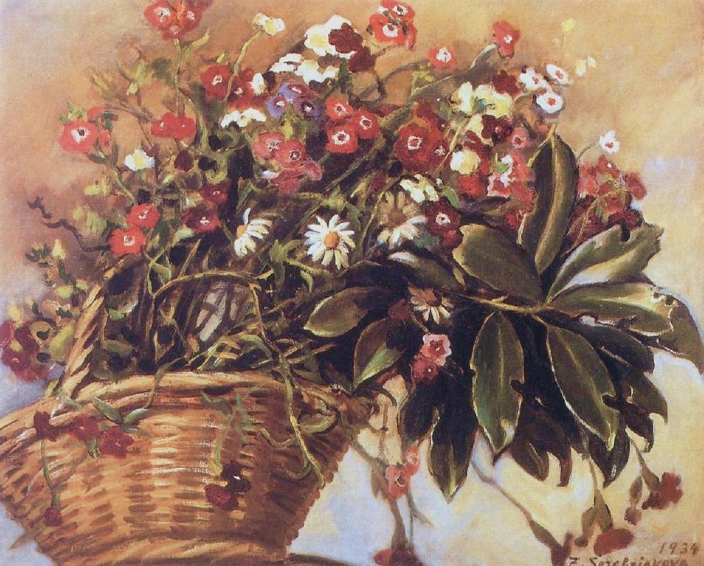 A basket with flowers