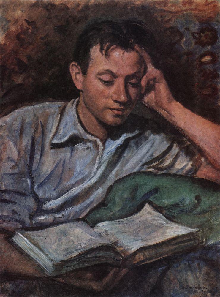 Alexander Serebryakov, reading a book