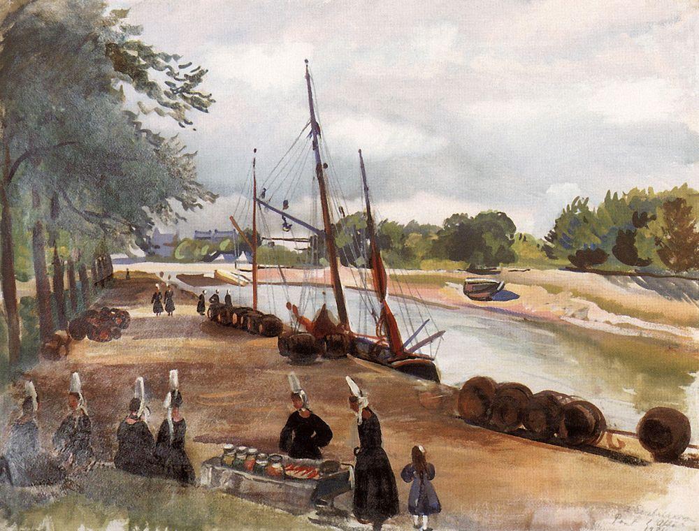 Brittany. The town of Pont L`Abbe. Port.