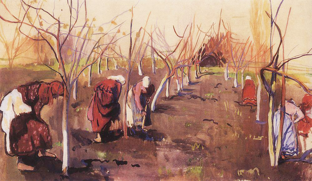 Digging trees in the garden