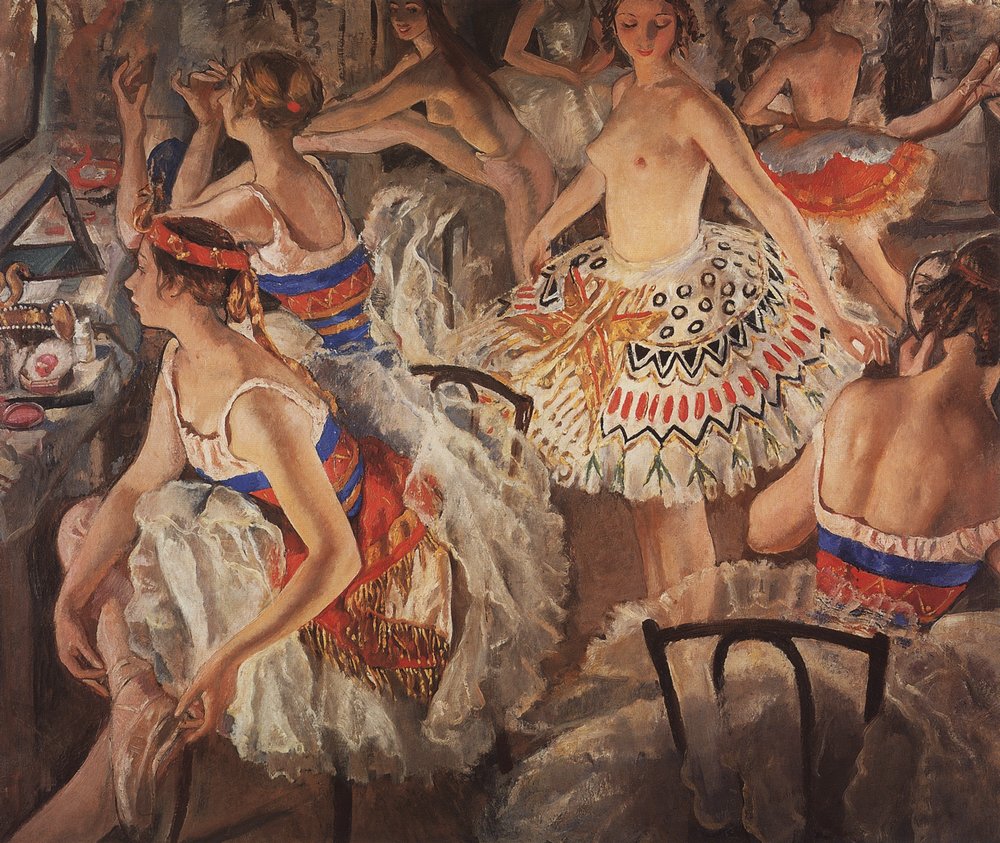 In ballet dressing room (Big ballerinas)