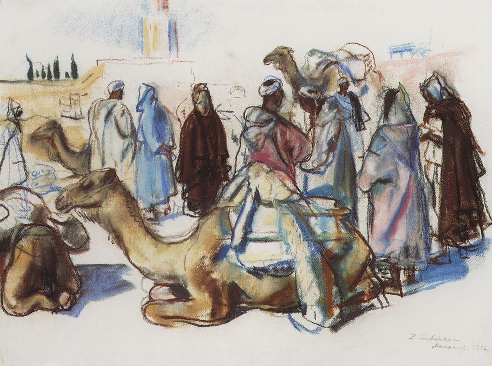 Market with their camels. Marrakesh