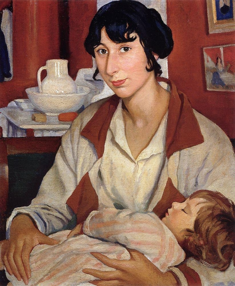 Portrait of A.A.Cherkesovoy-Benoit and his son Alexander
