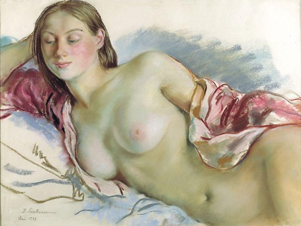 Reclining Nude with cherry mantle