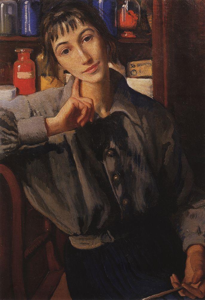 Self-portrait with a brush