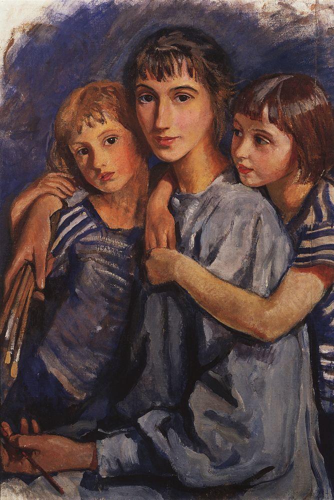 Self-portrait with daughters
